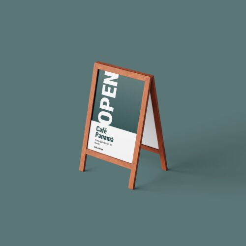 Cartel con Soporte de Madera